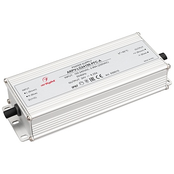 Блок питания ARPV-LG24150-PFC-A (24V, 6.25A, 150W) 030015 - Источник напряжения с гальванической развязкой для светодиодных изделий. Входное напряжение 100-240 VAC. Выходные параметры: 24 В, 6.25 А, 150 Вт. Встроенный PFC >0.98. Герметичный алюминиевый ко