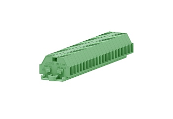 Клемма мини 240306 - Мини клемма, боковой подвод кабеля, 2 точки подключения в клемме, тип фиксации провода: пружинный, номинальное сечение: 1,5 мм кв., 18A, 400V, цвет: зеленый, тип монтажа: монтажные фланцы