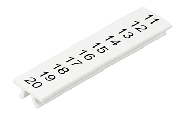 Шильдик M1.008.0103.6 - Маркировка для клемм WKF 1.5, центральная, белая, нанесенные знаки: 11-20