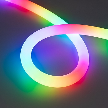 Лента герметичная SPI-MOONLIGHT-TOP-F180-D25mm 12V RGB-PX2 360deg (20 W/m, IP65, 3535, 3m, wire x1) 037564 - Гибкая герметичная лента SPI (UCS1903) (неон серии MOONLIGHT), сечение 25х25 мм. Светодиоды SMD 3535 180 шт/м. Цвет свечения RGB, угол излучения 3