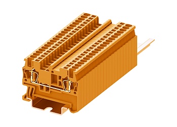 Проходная клемма TC1.5-2-OG - Проходная клемма, тип фиксации провода: пружинный, номинальное сечение: 1,5 мм кв., 17,5A, 500V, ширина: 4,2 мм, цвет: оранжевый, тип монтажа: DIN 35