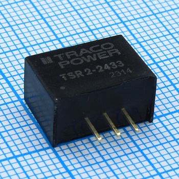 TSR 2-2433 - DC/DC, 6.6Вт, вход 4.75…36В, выход 3.3В/2А, не изолированный, КПД 91%, SIP3, 14x10.1x7.5мм, -40…85°C, пластик