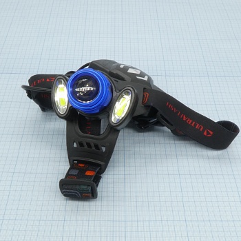 Фонарь аккум.налобный UltraFlash E1334 - (акк.2х18650) 3св/д 4Вт (300Лм) 250м, фокусировка, 4 режима, металлический, синий