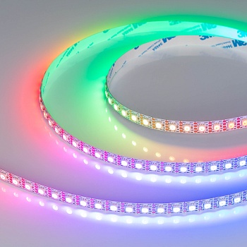 Лента SPI-B96-10mm 12V RGB-PX1-BPT (13 W/m, IP20, 5060, 5m) 037868 - Светодиодная лента SPI-B96, открытая IP20, с микросхемой WS2815B. Светодиоды 5060, 96 шт/м (1 pixel = 1 LED), белая плата, скотч 3М. Цвет RGB, угол 120°. Питание 12 В, мощность 13 Вт/м (