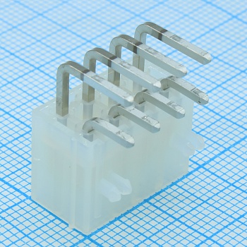 39301081 - Разъем провод-плата HDR 8 контактов шаг 4.2мм угловой монтаж в отверстие серия Mini-Fit Jr пакет