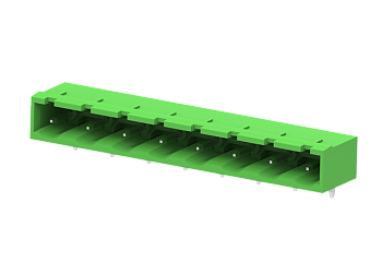 Вилочный разъем на плату MC-PA7.5H03-0002 - Вилочный разъем, горизонтальный, на плату, шаг: 7.5 мм, 3 полюса, фиксация на плате пайкой, исполнение: стандартное, 320V, 18A, цвет: зеленый