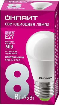 Лампа светодиодная 71 627 OLL-G45-8-230-4K-E27 8Вт шар 4000К нейтр. бел. E27 600лм 230-264В 71627