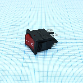 RK2-03 2X1 B/R"0-" - Выключатель клавишный ON-OFF без подсветки цвет корпуса (черный) цвет кнопки (красный)