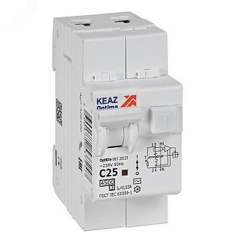 OptiDin D63-22C25-AC-У3 (2P, C25, 30mA, 4,5кА) 328100