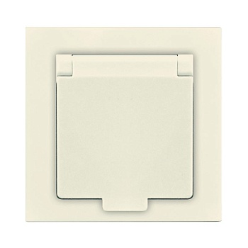 Розетка 1-м СП Афина 16А IP20 с заземл. с крышкой в сборе сл. кость (ivory) A0029-I