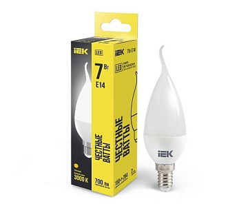 Лампа LED CB35 свеча на ветру 7Вт 230В 3000К E14 LLE-CB35-7-230-30-E14