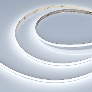 Лента COB-X528-8mm 24V White6000 (6 W/m, IP20, 5m, FreeCut) 046885 - Лента COB сплошной засветки без видимых светодиодов. Светодиоды CSP 528 шт/м (2640 шт на 5м). Цвет свечения БЕЛЫЙ 6000K, индекс цветопередачи CRI>90, угол 180°. Мощность 6 Вт/м (30 Вт на