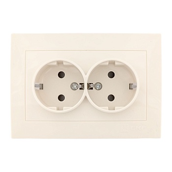 Валенсия розетка 2-местная с/з 16А кремовая с защ. штор. PROxima EWR16-128-20