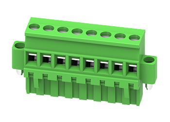Розеточный разъем на кабель MC-RE5.0V05C-K-0001 - Розеточный разъем, угловой, на кабель, шаг: 5.0 мм, 5 полюсов, фиксация провода винтовая, исполнение: с монтажными фланцами, 320V, 12A, цвет: зеленый