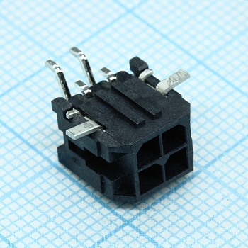 430450409 - Разъем типа провод-плата, 3 мм, 4 контакт(-ов), Штыревой Разъем, Серия MICRO-FIT HDR ASSY угловой для поверхностного монтажа лента на катушке