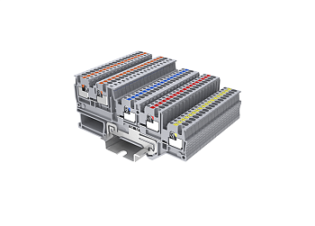 Заземляющая клемма TPIO1.5-S-4-PE - Клемма заземления для подключения датчиков, +/-/сигнал, 4 точки подключения, тип фиксации провода: push-in, номинальное сечение: 1,5 мм кв., ширина: 3,5 мм, цвет: серый, тип монтажа: DIN 35