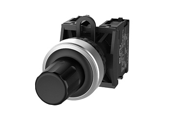 Кнопка "СТОП" (черная) TS2520-0QL60-S10 - Нажимная кнопка "СТОП", с блокировкой, без подсветки, алюминиевое переднее кольцо, с мгновенным нажатием, с контактной группой 1NO, диаметр головки кнопки 29,5 мм, диаметр посадочного отверстия: 22 мм, цвет: черны