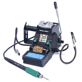 YIHUA 982-III(C210 +C115) - Паяльная станция 30/40Вт, регулировка температуры нагрева 90°C~450°C, в комплекте два сменных жала на разную мощность, два зажима типа "крокодил", держатель припоя, губка для чистки жала