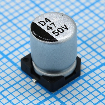 CD050M470E7DPKKKV00R - Конденсатор алюминиевый электролитический SMD 47мкФ 50В ±20% (6.3х7.7)мм 1.4Ом 185мА 2000час 105°C лента на катушке