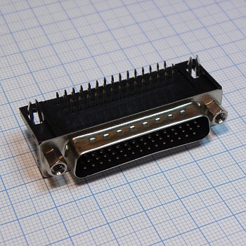 DS1038-44MBNSIA74-0CC - D-SUB разъем высокой плотности, пайка на плату, прямой угол, вилка