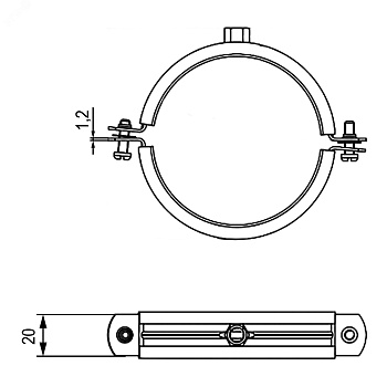 Хомут для воздуховодов с изоляцией с гайкой М8 для труб d 250 мм BHV21250