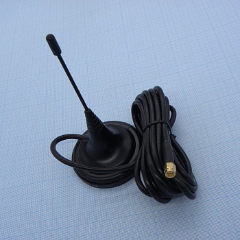 ANT GSM ANTEY 915 SMA - GSM 900/1800; 50Ом; 5,0 дБ; КСВ 1,9:1; магнитная база 65мм; длина кабеля 3м; ветровая нагрузка: 150км/ч; SMA-M-разъем