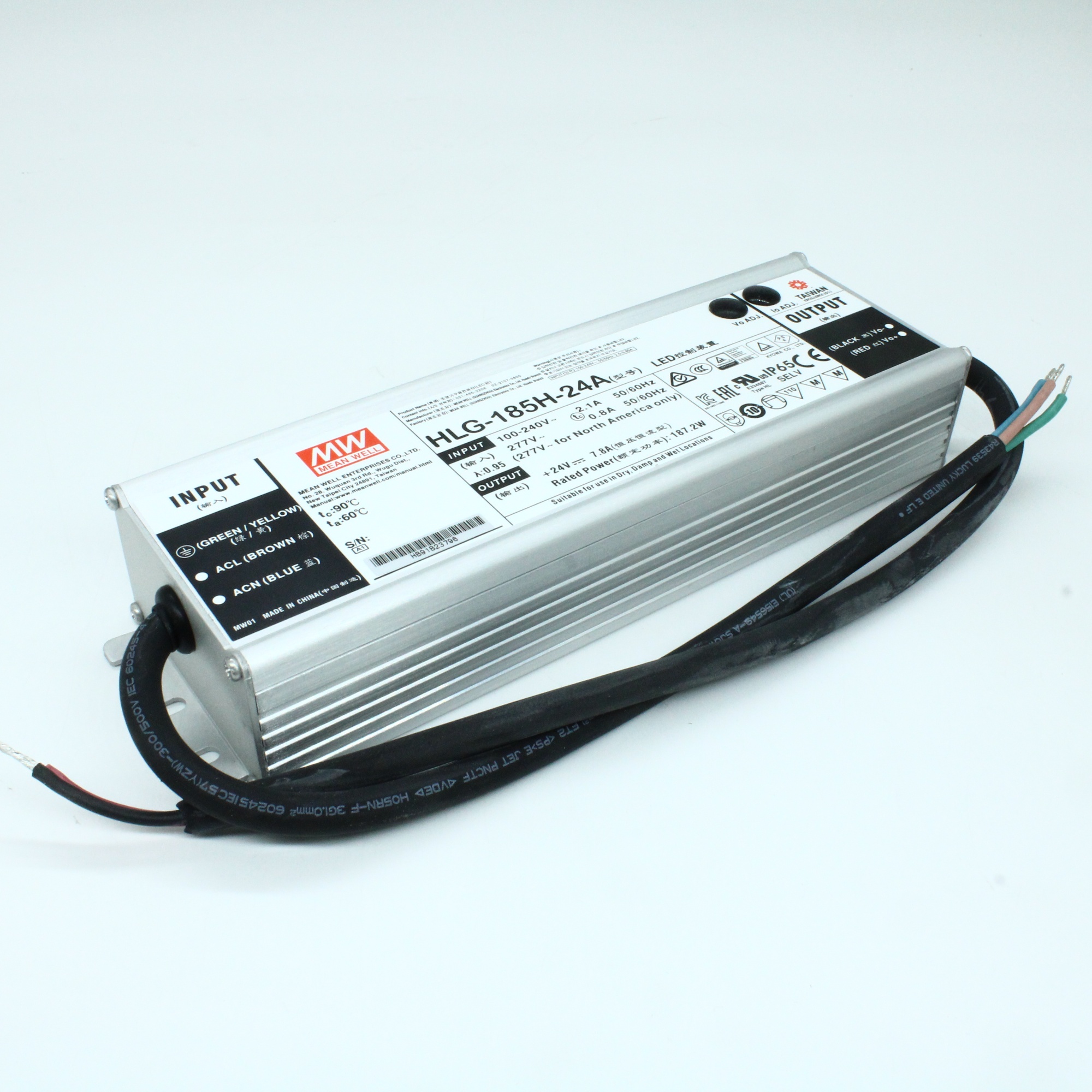 HLG-185H-24A - Источник электропитания светодиодов 187.2Вт в корпусе с 5 выводами