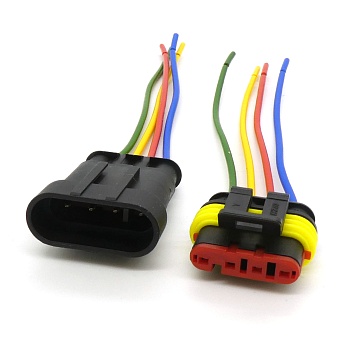 штекер+гнездо, 4контакта, IP66 - Колодка соединительная штырь + гнездо IP66 комплект с проводом 0.5 мм2,  4 контакта