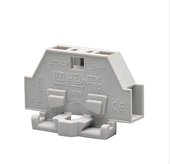 Проходная клемма JUT3-2.5F-GY - Проходная клемма, тип фиксации провода: пружинный, номинальное сечение: 2,5 мм кв., 500V, 24A, ширина: 6 мм, цвет: серый, тип монтажа: монтажная пластина