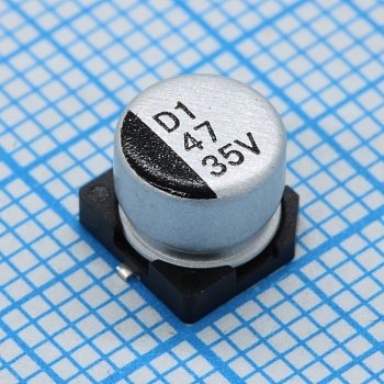 CD035M470E5APKKKV00R - Конденсатор алюминиевый электролитический 47мкФ 35В ±20% (6.3x5.4мм) для поверхностного монтажа 0.8Ом 230мА 2000час 105°С лента на катушке