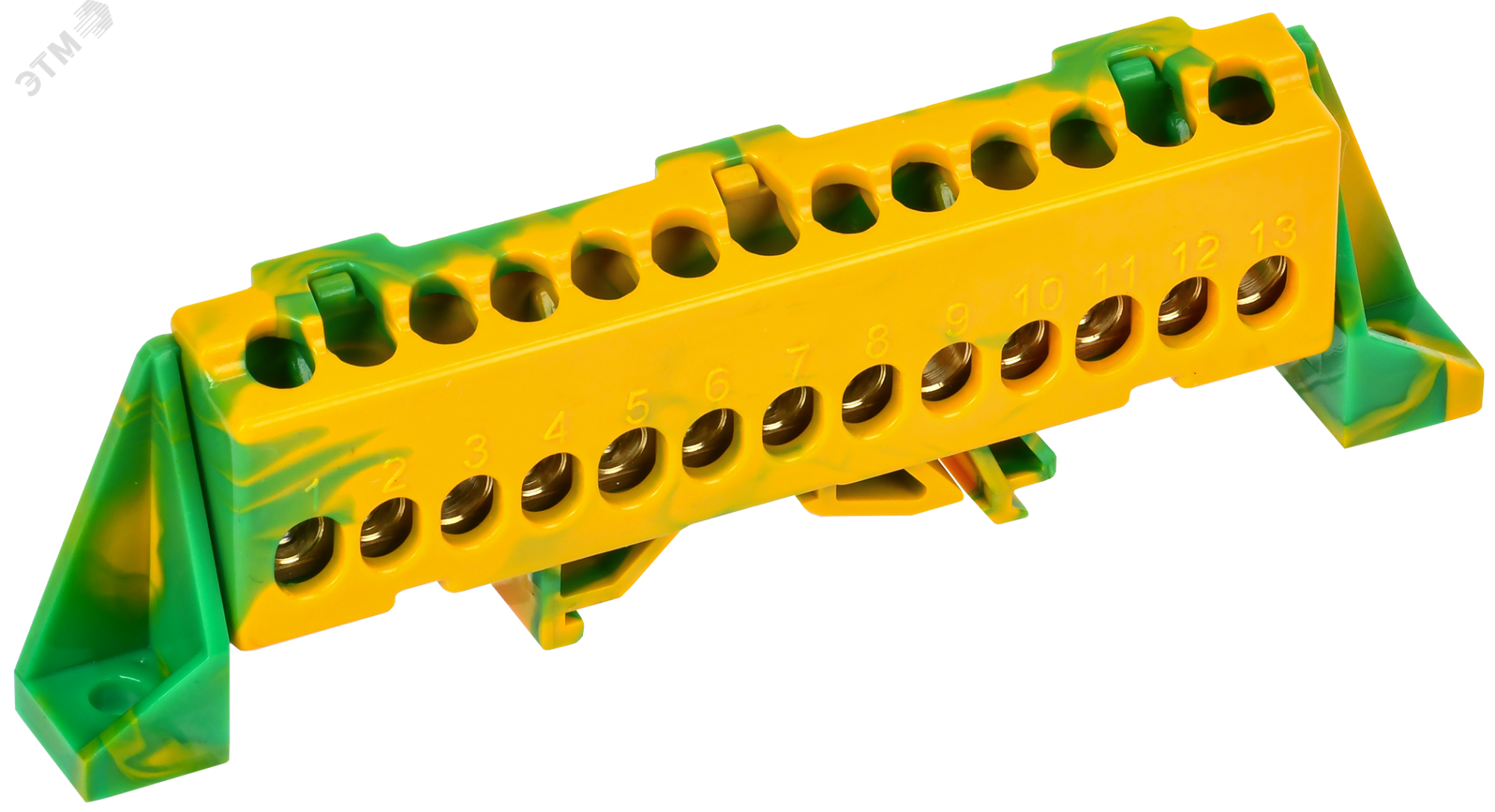 TEKFOR Шина PE земля в комбинированном DIN-изоляторе Стойка 6х9-13-ЖЗ IEK TF-NN10-13-DP-K52