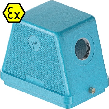 Крышка разъема Ex 70.353.4836.1 - Крышка разъема на кабель, типоразмер 48B, взрывозащищита, без уплотнителя, 1 отверстие с резьбой для кабельных вводов M40x1,5, с боковым расположением, без защелки (упоры под одну защелку), материал корпуса: цинковый спла