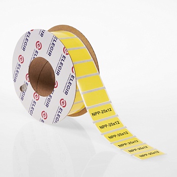 Маркировка прямоугольная NPP-25х12 Y - Маркировочная наклейка, для позиционного обозначения электрооборудования в шкафу и маркировки провода, размер 25х12 мм, цвет желтый,  в упаковке 2000 наклеек