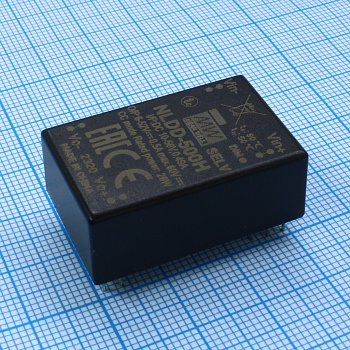 NLDD-500H - DC/DC LED понижающий, вход 10…56В, выход 6…52В/0.5А, КПД до 96%, вход On/Off/DIMM, 32.1x20.5x12.5мм, в плату, -40…50°C, пластик