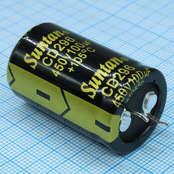 TS13DS2W101MSB0D0R - Конденсатор алюминиевый электролитический 450В 100мкФ ±20% 22*35 P:10мм защелкиваемые выводы 3000ч -25...105°С