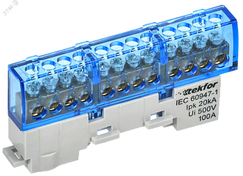 TEKFOR Шина N ноль неизолированная на универсальном держателе 6х9-12-С IEK TF-NN10-12-DL-K07