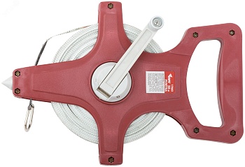 Рулетка землемерная, красный открытый корпус, фибергласовая лента 30 м 17663