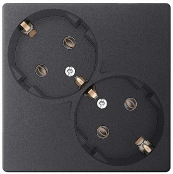 Розетка 2-м СП 24 16А IP20 2х2P+E Schuko без защ. шторок механизм графит 2450459-038