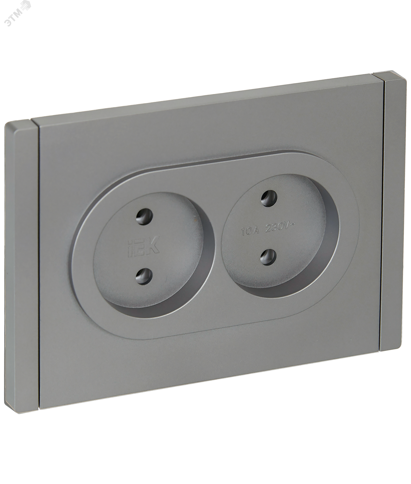 FORTE&PIANO Розетка 2-местная без заземления без защитных шторок безвинтовое крепление 10А FP526 сталь IEK FP-R20-10-1-K46