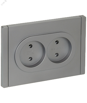 FORTE&PIANO Розетка 2-местная без заземления без защитных шторок безвинтовое крепление 10А FP526 сталь IEK FP-R20-10-1-K46