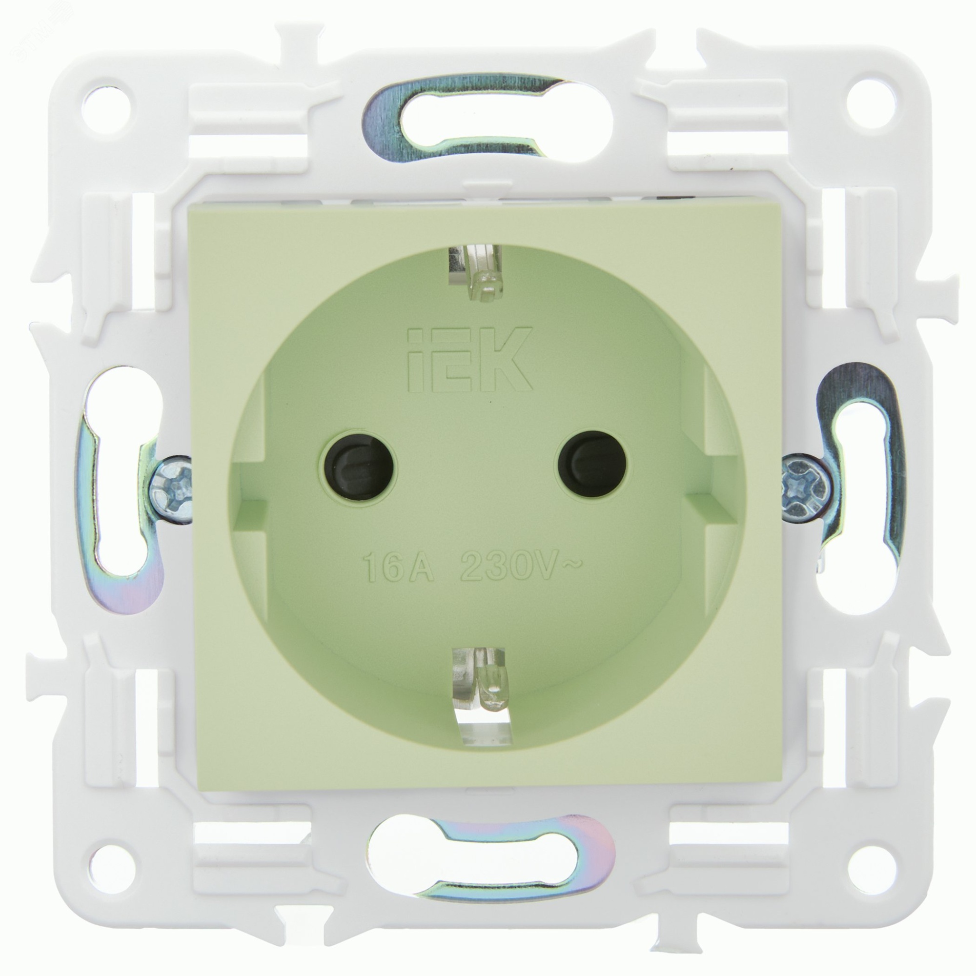 SKANDY Розетка с заземлением с защитными шторками 16А безвинтовое крепление SK-R06G мятный IEK SK-R14-16-1-K06