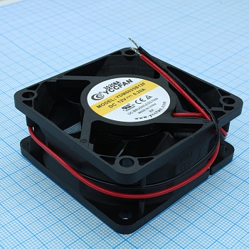 YDM6025B12F - Вентилятор 12В 60х60x25 B, 1.56W, 5000 об/мин, 43.3м3/час, 37.7дБ, подшипник качения, тип вывода - провод