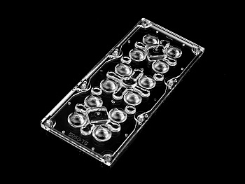 ALST173D12LEDT5 - Групповая прямоугольная линза 2x6 на 12 светодиодов 3030/3535/5050, эфф=93%, диаграмма T5 , 173x71.4mm   H:5,35mm, PMMA