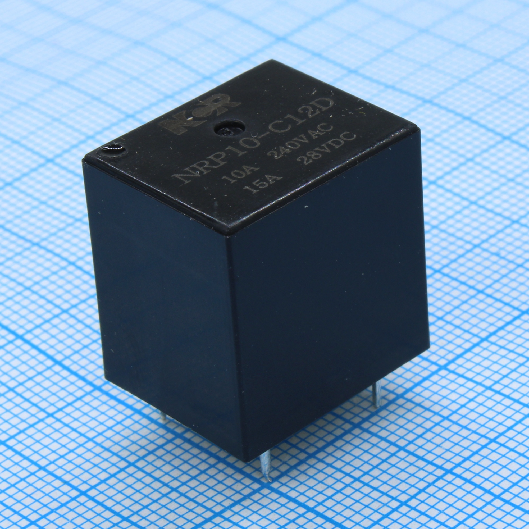 NRP10-C12D - Реле силовое серия NRP10 15А одна группа на переключение катушка 12В монтаж в отверстие