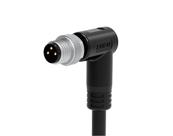 Вилочный разъем с кабелем M8A08Z-MMSRA-UC001B - Вилочный разъем с кабелем, 8 полюсов, M8, угловой, длина кабеля 1 м, D-Code, материал оболочки кабеля: PVC, 4А, 250V, корпус из пластика, резьбовое соединение: цинк, неэкранированный