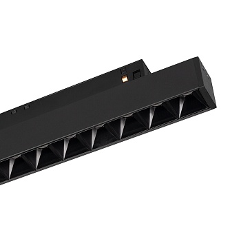 Светильник MAG-FLEX-LASER-L235-8W Warm3000 (BK, 24 deg, 48V) 036318 - Светильник для магнитных треков MAG-FLEX. Мощность 8 Вт, св. поток 440 лм, 55 лм/Вт, теплый 3000 K, CRI>90, угол24°, напряжение питания 48 В. Черный прямоугольный корпус из металл, экра