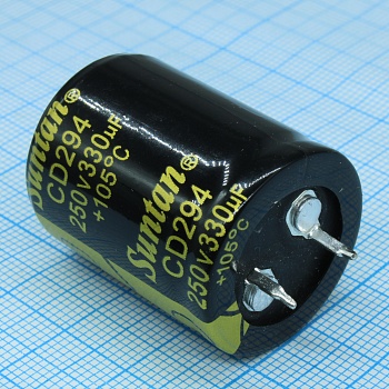 TS13DR2E331MSB0D0R - Конденсатор алюминиевый электролитический 250В  330мкФ ±20%, 25*30 P:10мм защелкиваемые выводы 2000ч -25…+105°С