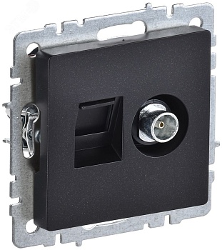 Розетка компьютерная + телевизионная 2-м Brite РТВ/РК12-БрЧ RJ45 кат.5E + TV черн. BR-AK20-1-K02