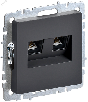 BRITE Розетка компьютерная двойная RJ45 кат.5E РК10-2-БрГ графит BR-K20-1-K53