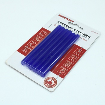 Стержни клеевые 7мм,100мм, 6шт/уп,синие - блистер